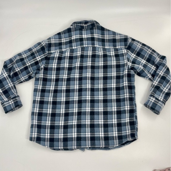 American Eagle Outfitters Men's Large Thick Flannel Shacket Blue Plaid Cabincore - Picture 3 of 11